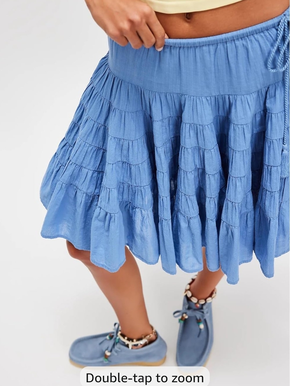 Woman's Many Layers Midi SkirtLight Blue Tiered Summer Skirt - Women's - Picture 2 of 4